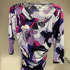 Jennifer Lopez Purple and Black Patterned Blouse
